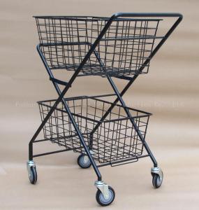 China Folding 950mm Height 600mm Width Tennis Basket With Wheels Two Layers factory