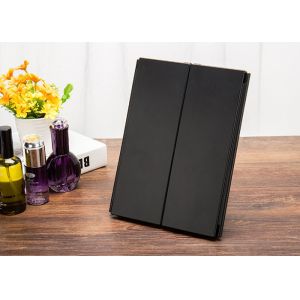 Portable LED Vanity Mirror / Tri Fold Desktop Lighted Mirror Magnification 1x/2x