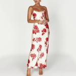 Custom Ladies Floral Casual Dress Long Summer Floral Maxi Satine Dress
