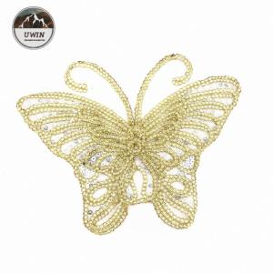 China Beautiful Golden Butterfly Iron On Patch , Sequin Washable Animal Iron On Patches factory