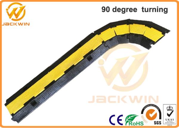 Yellow / Black 2 Channel Rubber Corner Guard Rubber Cable Protection Ramps For