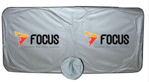 China New creative gift product customed logo tyvek/nylon car sun shade with pouch factory