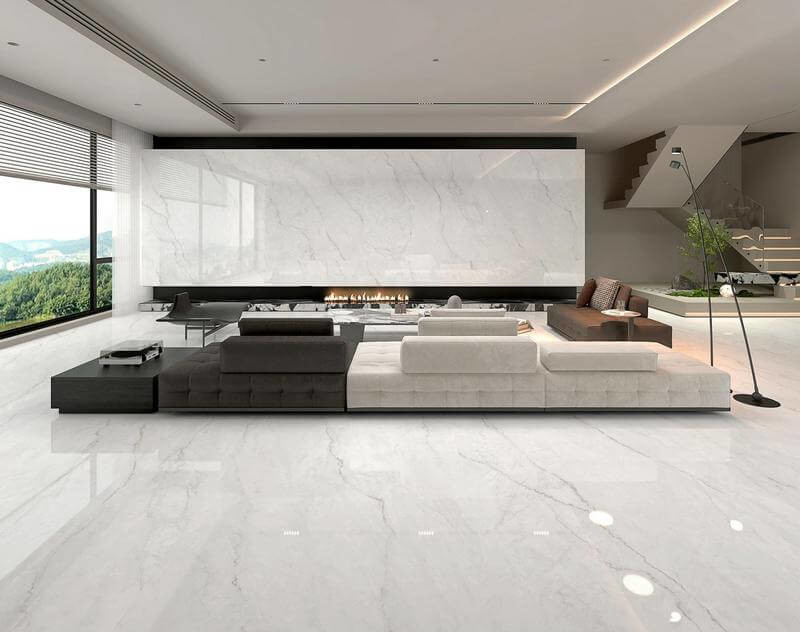 Acid-Resistant Indoor Floor Glazed Polished Porcelain Tile 1200x1800x9mm For Building Bedroom Moisture-Resistant