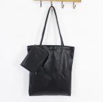 Korea retro minimalist literary fresh wild solid color PU shoulder bag shopping