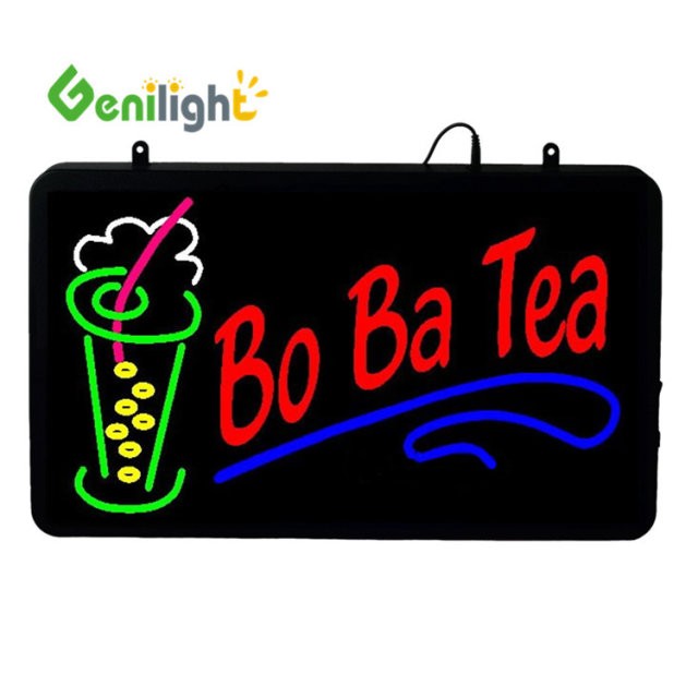 Indoor RGB Custom Super Light LED Letter Ba Ba Tea Open Neon Sign for Juice Shop Energy