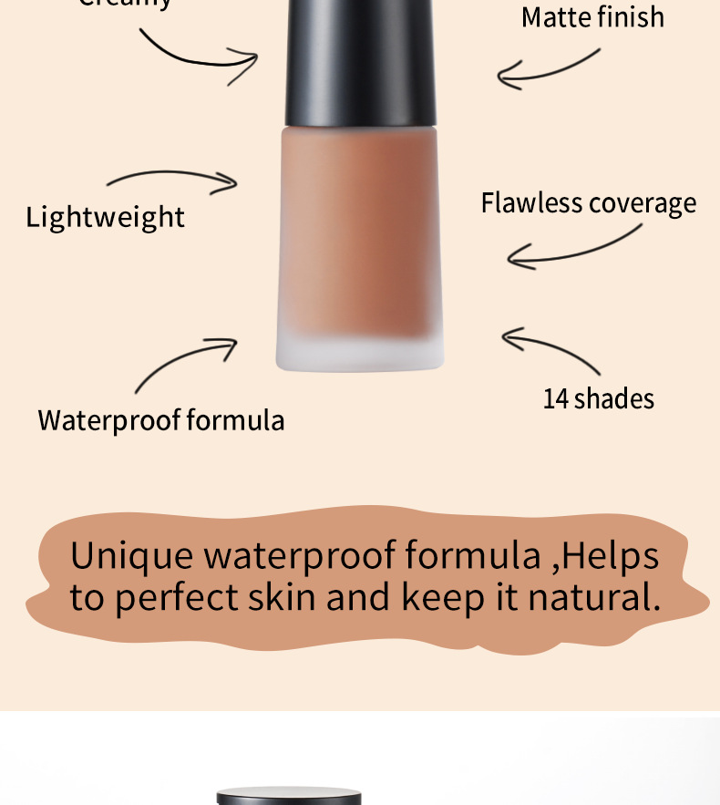Wholesale Private Label Vegan Long Lasting Sweatproof Waterproof Makeup Face Liquid Foundation for Black Women