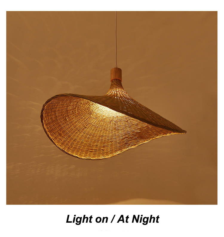 Creative Rattan Pendant Light Big Straw Hat Style 3500K Warm White CCT