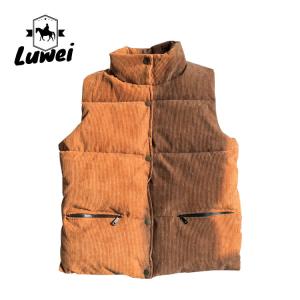 China Corduroy Zipper Bubble Jacket Vest Utility Sleeveless Black Quilted Puffer Men Vest factory