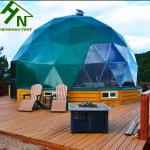 Diameter 6m Green Color Igloo Glamping Dome Tent With Kitchen