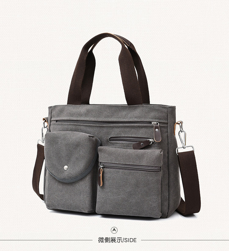 Washable Mens Canvas Briefcase Laptop Bag For 11.6 / 14 Inch Notebook Computer