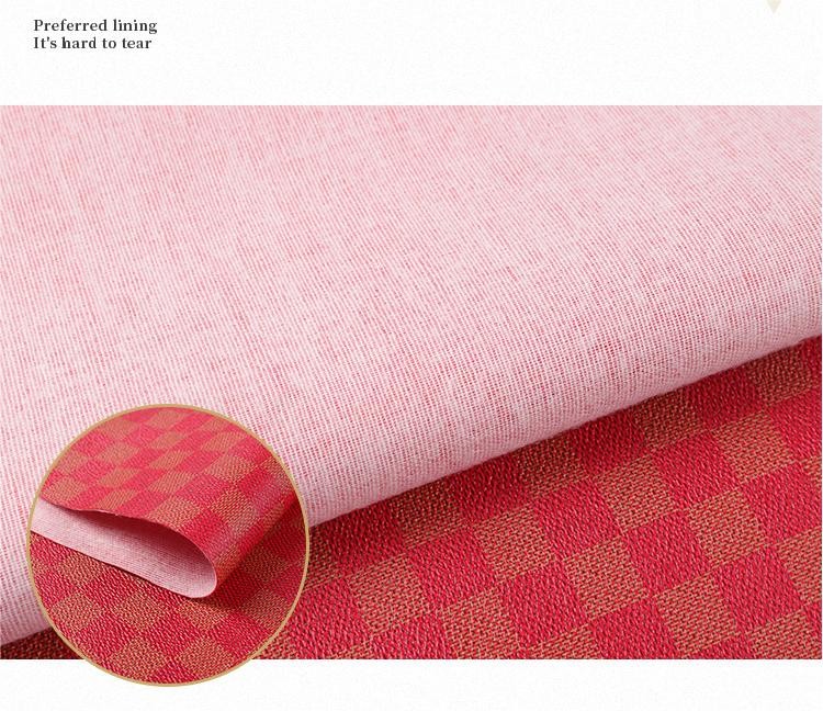 Printed PVC Leather For Bags Mixed Color Checkerboard Faux Leather Fabric