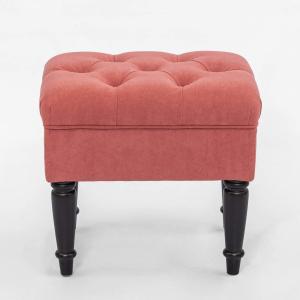 China Modern Mid Century Ottoman Stool Seat , Small Ottoman Stool Light Coral Pink factory
