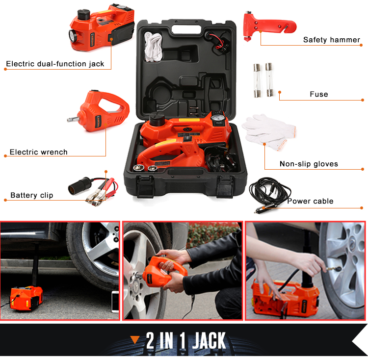 ASME2019 Electric Hydraulic Floor Jack Set With Impact Wrench 340N.M Torque