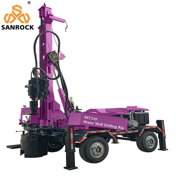 Portable Water Drilling Machine Small Hydraulic Trailer Mounted Water Well