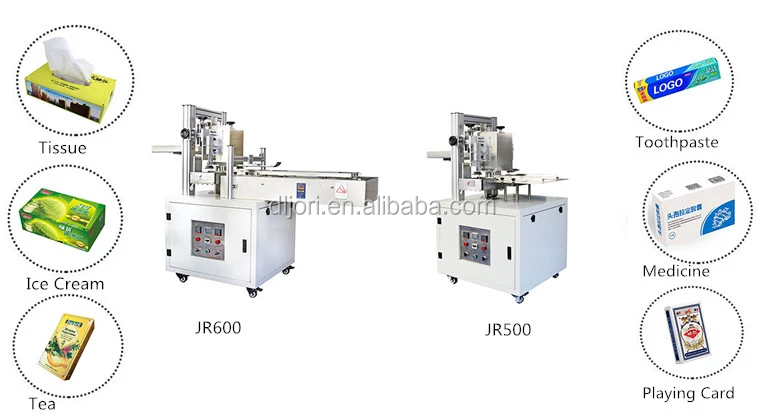 JR600 JR500 Semi Automatic Hot Melt Folding Facial Tissue Box Sealing Machine Without Conveyor