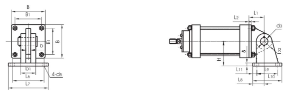 QGA QGB Big Bore Air Cylinder 32 to 400 with Cushion and CA CB TC Flange