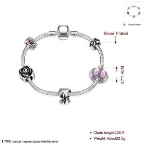 China SJ Best Gift!!! Wholesale Top Quality Cheap Magnet Buckle Glaze Bead Steel Rope Chain Women Jewelry Rose Charm Bead Brac factory