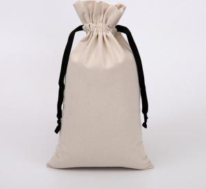 China Christmas Gift Packing Canvas Bag , Black String Drawstring Cinch Bag factory
