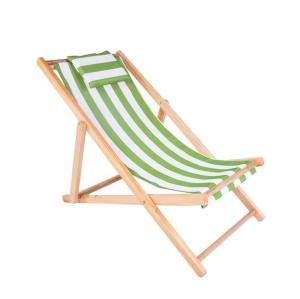 China General Outdoor Furniture Modern Design Adjustable Height Foldable Wooden Beach Chair with Pillow in Multi-color factory