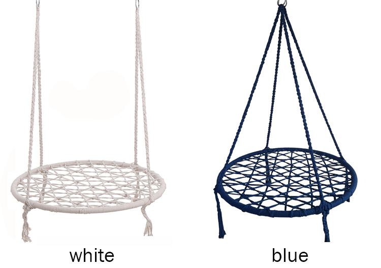 Outdoor Indoor Garden Camping Metal Swing Chair with Cotton Rope and Foldable Design