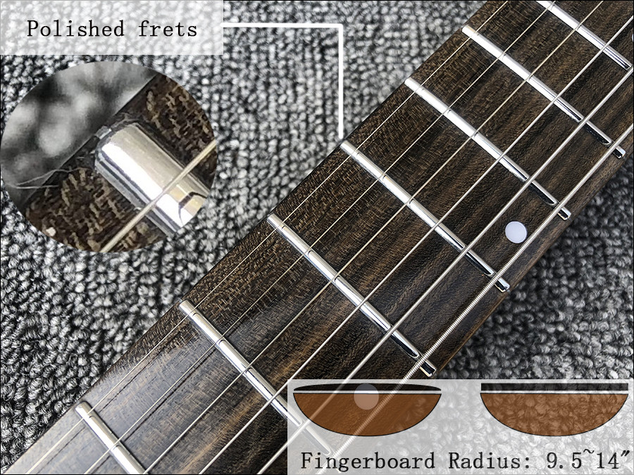 Custom Earts Electric Guitar with African Mahogany Body Black Hardware