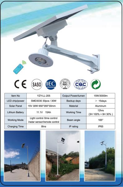 Ip66 Solar LED Street Light / Solar Panel Street Light / 30w Solar Led Street