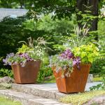 Laser Cut Corten Steel Large Metal Planters Outdoor Customized