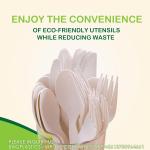 Compostable Cutlery Set Eco-Friendly Heavy Duty Utensils (50 Forks, 50 Spoons,
