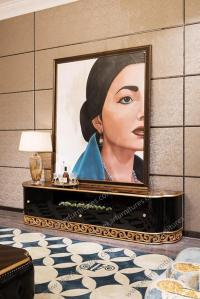 China Wall Tv Unit Tv Showcase image Designs Black Lacquer Tv Stand Teak Cd Rack TR-028A factory