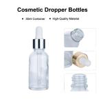 10/40ml Transparent Cylindrical Clear Glass Bottle With Golden/Silver Drop For