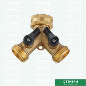 China Hose Connector Shut Off Screw Type Ball Valve 2 Way Garden Water Hose Faucet Splitter factory