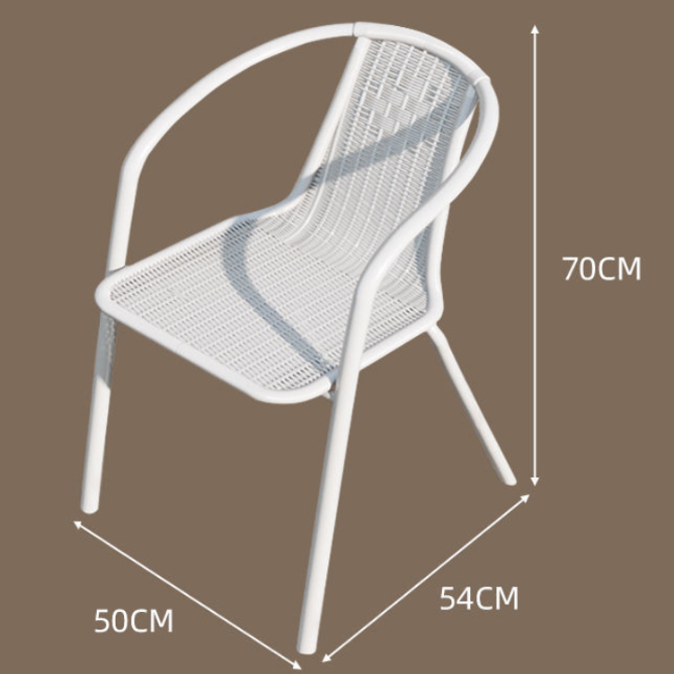 Outdoor Restaurant Balcony Cafe Patio Garden Set Rattan Chair and Small White Square Table