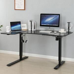 China Commercial Furniture Ergonomic L Shape Desk with Electric Triple Motor Lifting System factory
