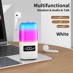 China New 2in1 TWS Earphone Bluetooth Speaker Color Atmosphere LED Light Display Screen Music factory