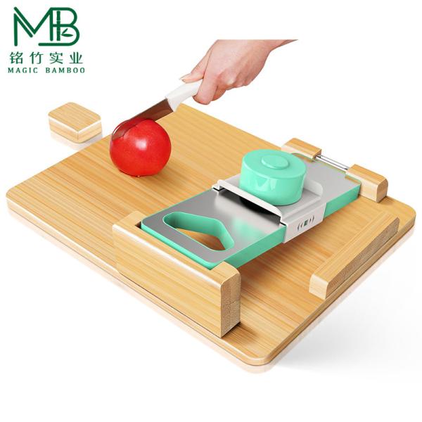 One-handed Bamboo Cutting Board With Food Holder