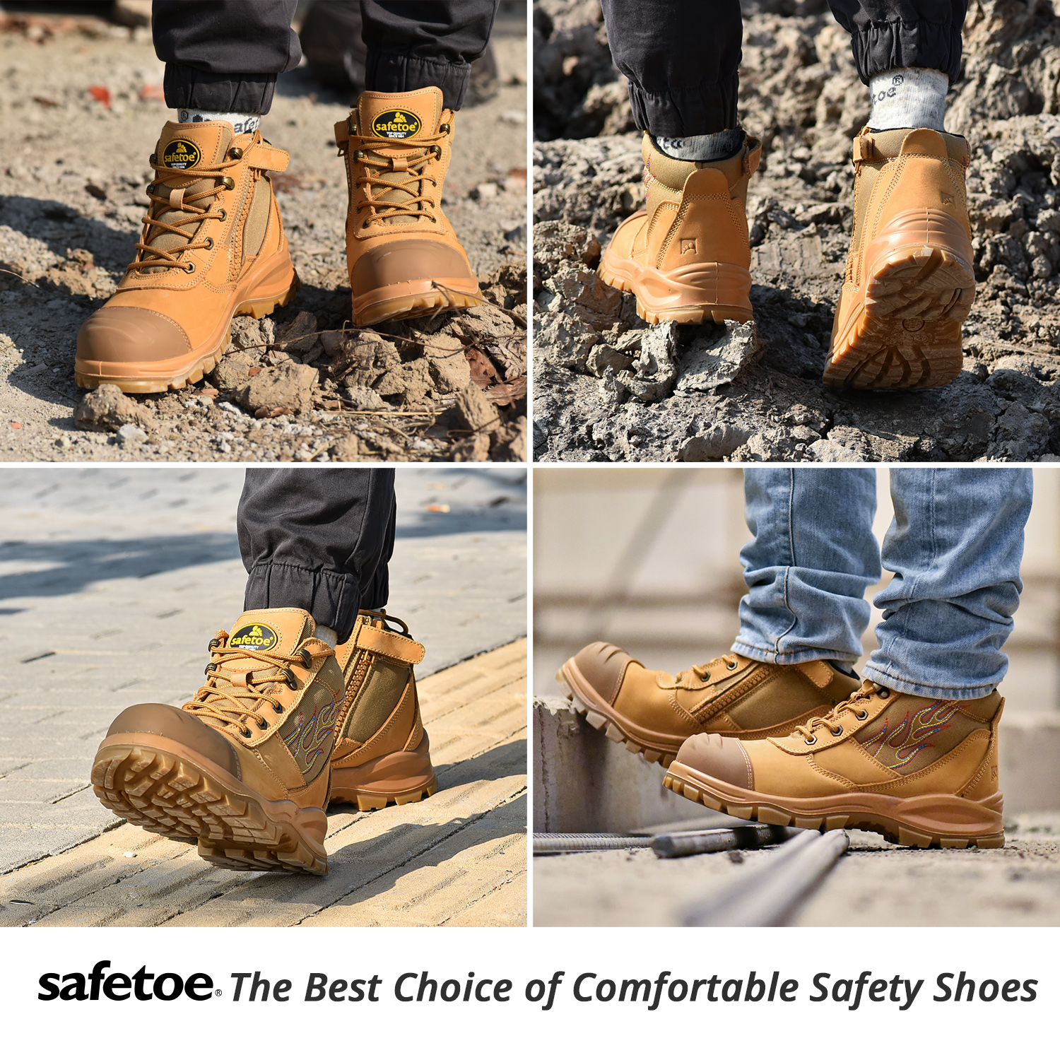American ANSI Mens Leather Work Boots HRO 300 Heat Resistant Rubber Sole Composite Toe Work Boots