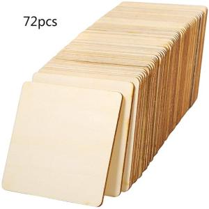China 3x3 Square Unfinished Wood Crafts Blank Painting 7.5cm Square Wood Slices factory