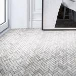 Hexagon Inlay Bianco Carrara White Grey Cream Broken Wood Marble Onyx Waterjet