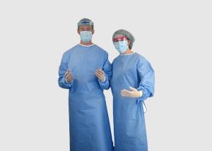 China Blue Color Medical Protective Apparel Gown With Ties On Neck / Waist factory