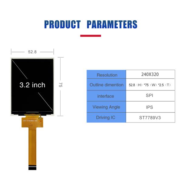 3.2 Inch 240x320 Resolution Spi Tft Module IC ST7789 Custom Tft Display
