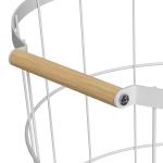Round Iron Metal Laundry Cart With Wheels And Bamboo Handle Big Capacity