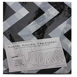 China Black Stripe Modern Plain Style Square table skirt Party Event Supplies Decoration table Skirt factory