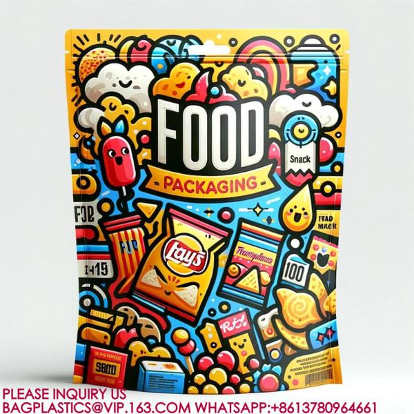 Resealable Zip Stand-Up Pouch Candy Snack Cookie Bag Plastic Packaging Aluminum