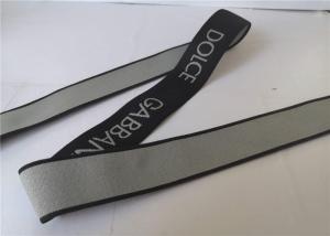 China 3.5 Cm Gray On Black Jacquard Elastic Webbing factory