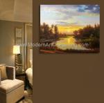 Classical Nature Oil Painting Landscape Sunset Landscape Painting With Stream