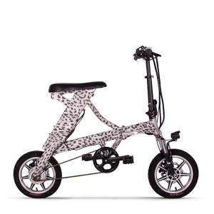 China 20 Inch Small Women Electric Bikes Folding Ladies Electric Bike Leopard Print 36v 250w factory