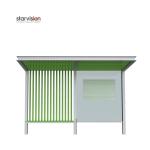 Slim Flat Roofing L4200mm Advertising Bus Shelter With Bench For Infrastructure