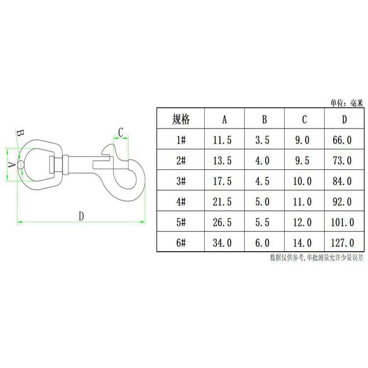Stainless Steel 316 Single Head Spring Hook Pet Hook Snap Hook with Polished Finish