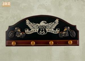China Decorative Wood Clothes Hanger 3D Resin Motorcycle Wall Decor Antique Wooden Pub Signs factory