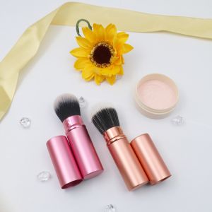 Pink ISO9001 Nylon Retractable Makeup Brush 10.5*2.5cm